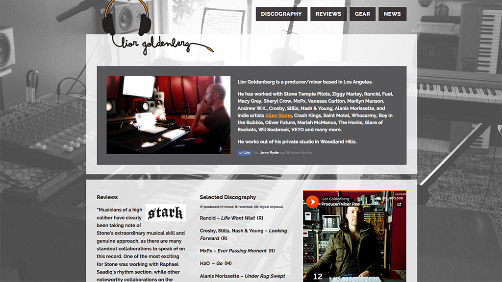 Website for Lior Goldenberg, designed by Adroian Hoppel