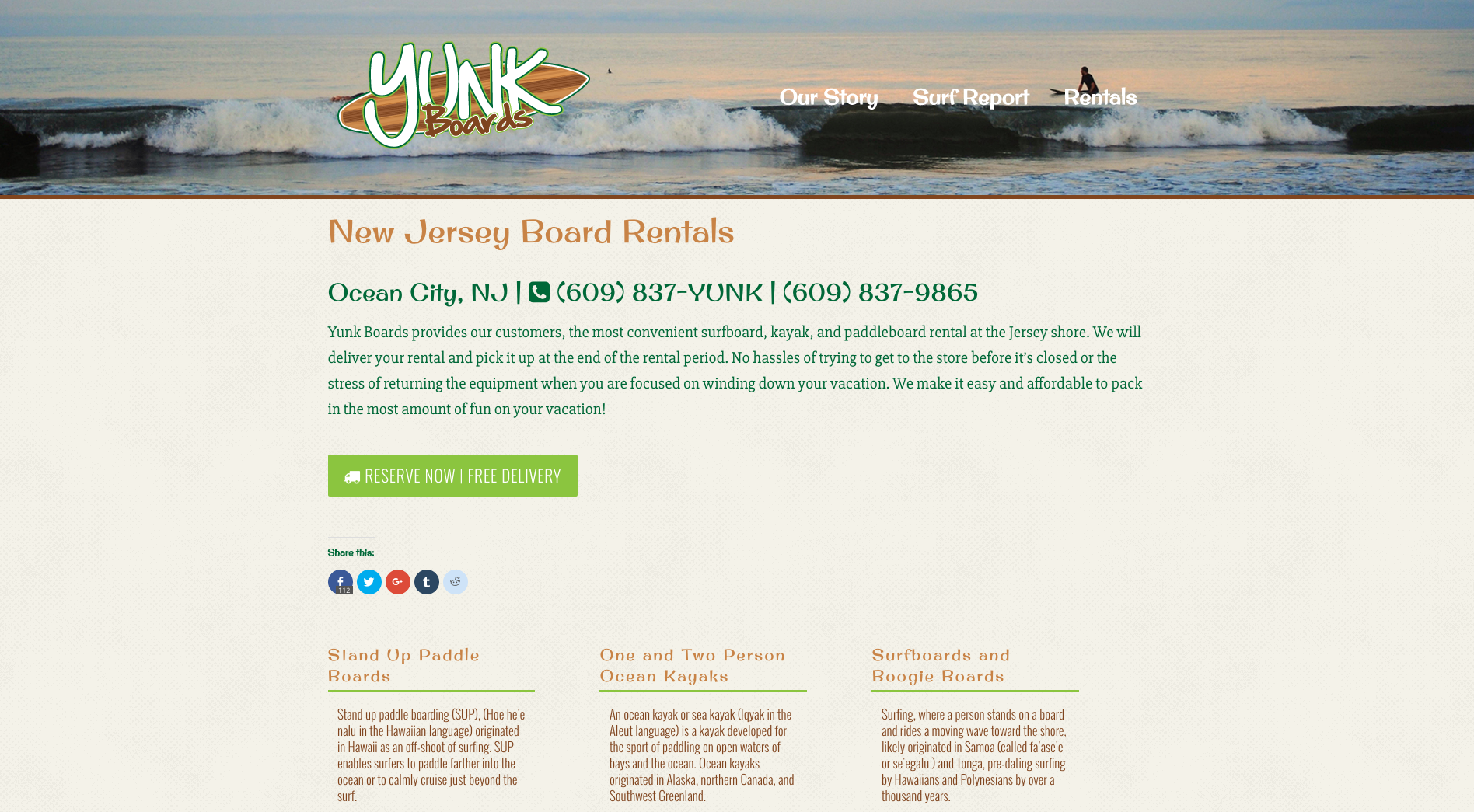 Website for Yunk Boards, designed by Adrian Hoppel