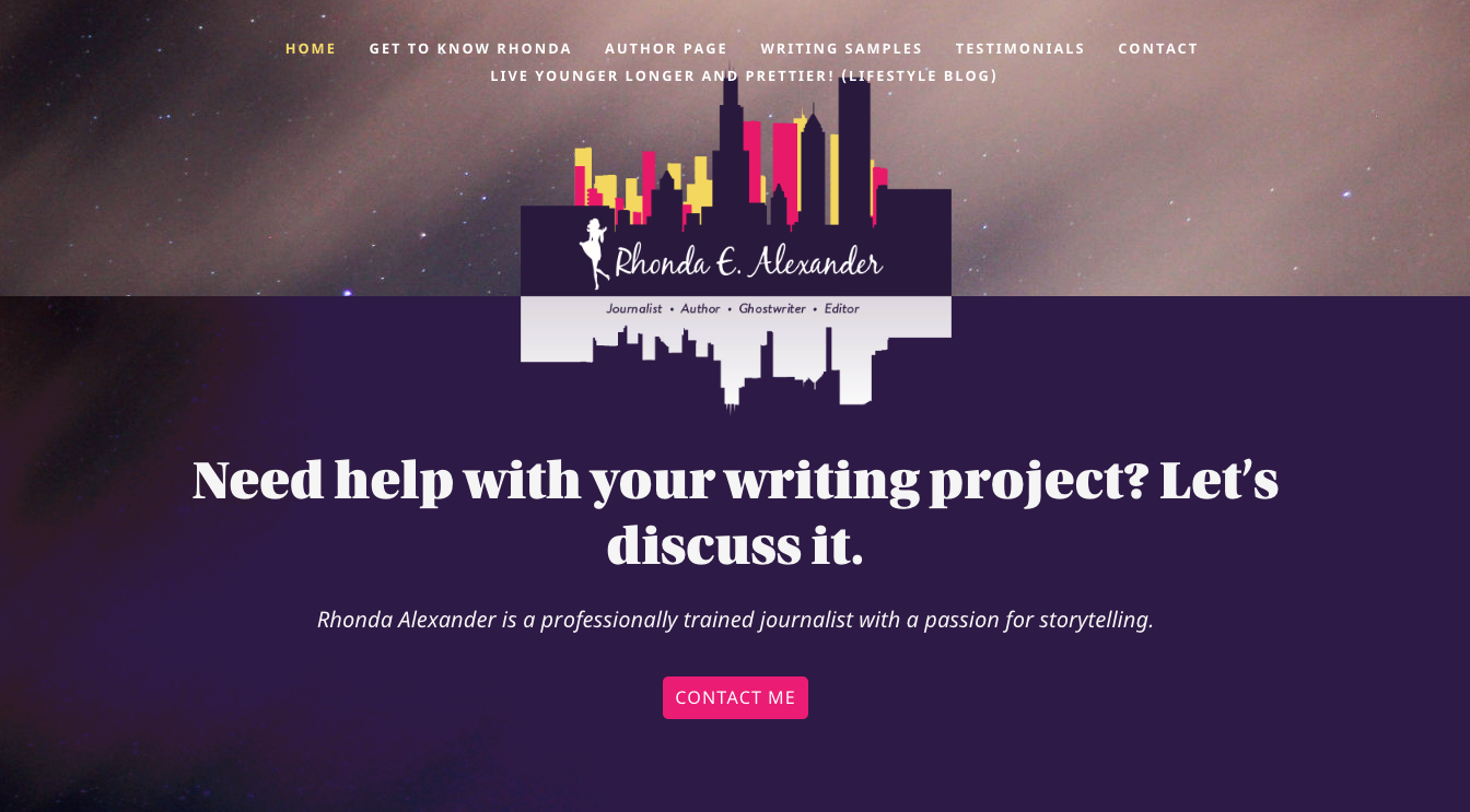 Website for Rhonda E. Alexander, Designed by Jenny Rydén