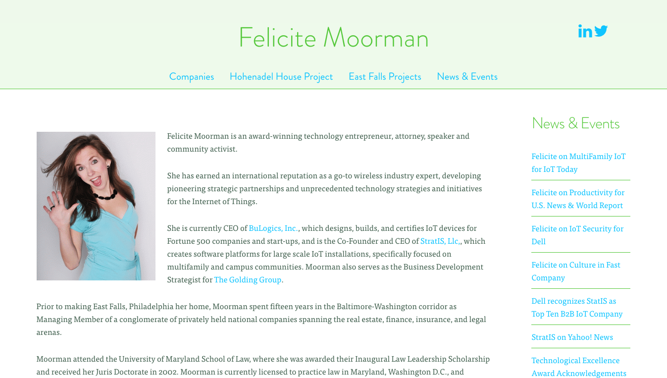 Website for Felicite Moorman, Designed by Adrian Hoppel