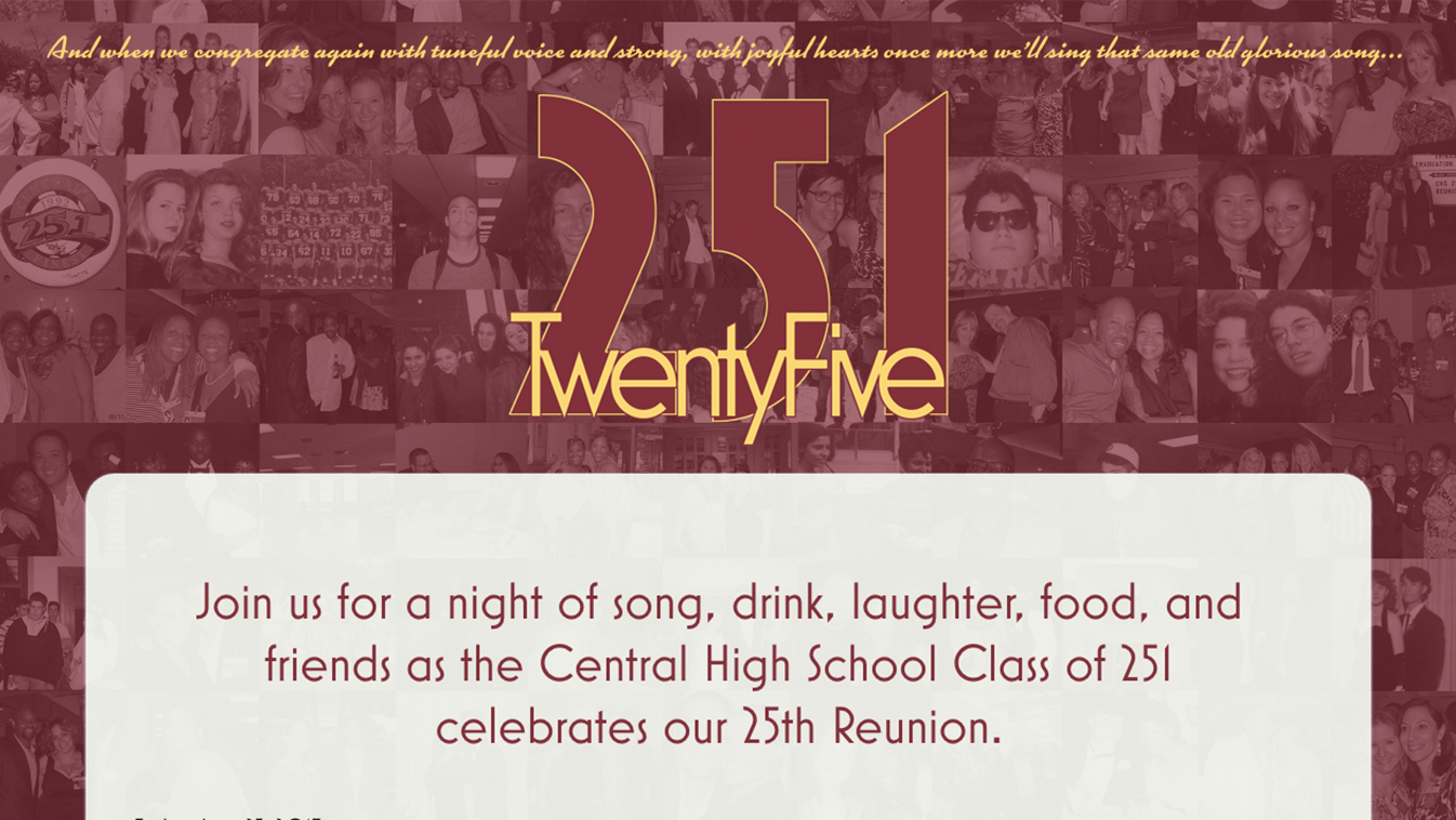Website for Central High School Class of 251 Twenty-Fifth Reunion, Designed by Adrian Hoppel