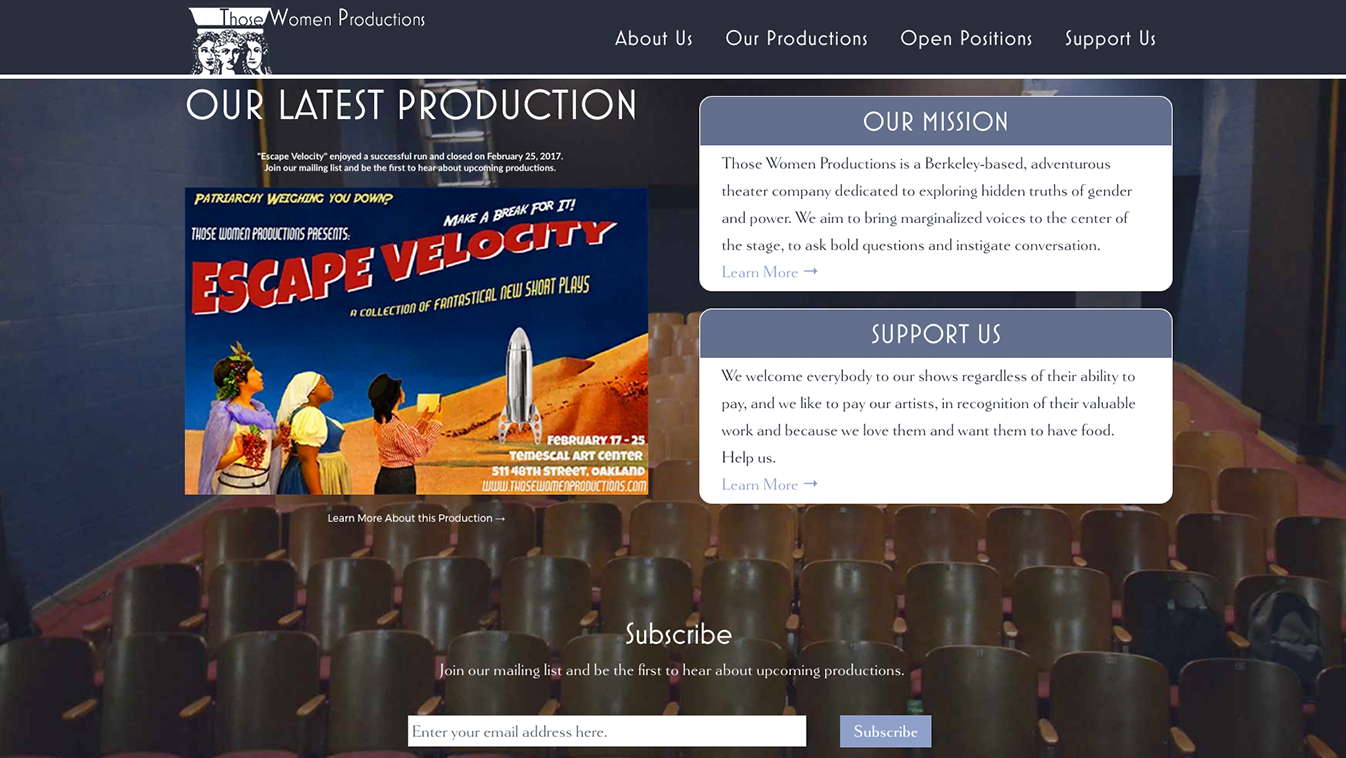 Website for Those Women Productions, Designed by Adrian Hoppel