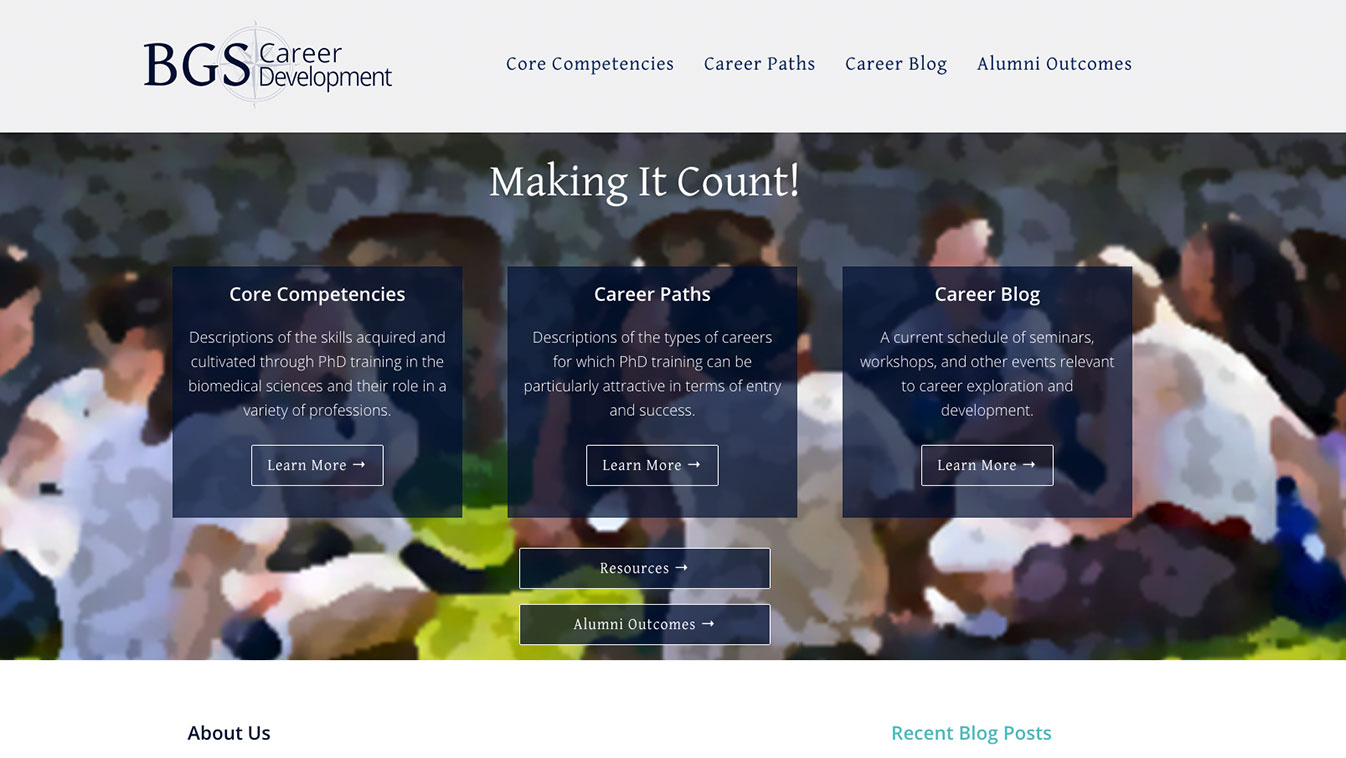 Website for The University of Pennsylvania BGS Career Development, Designed by Adrian Hoppel