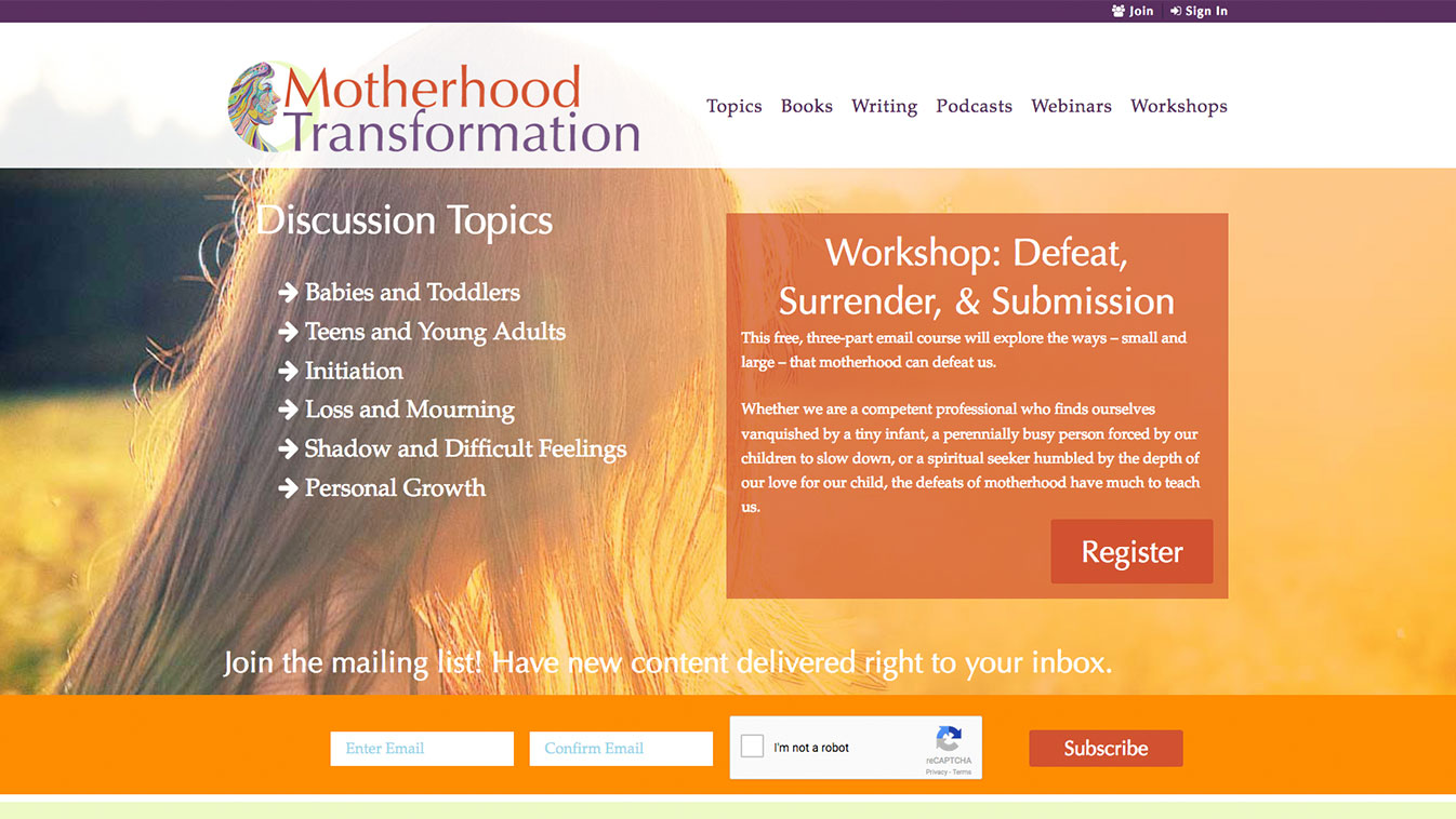 Website for Motherhood Transformation, Designed by Adrian Hoppel